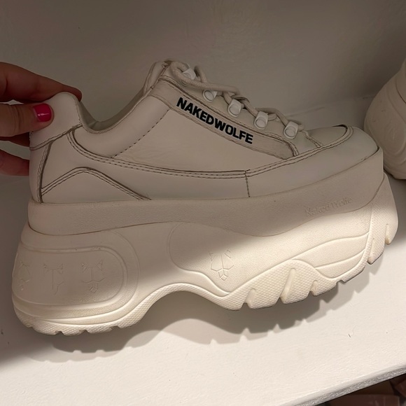 Naked Wolfe Shoes - Naked Wolfe Sprinter White Leather Platform Sneaker